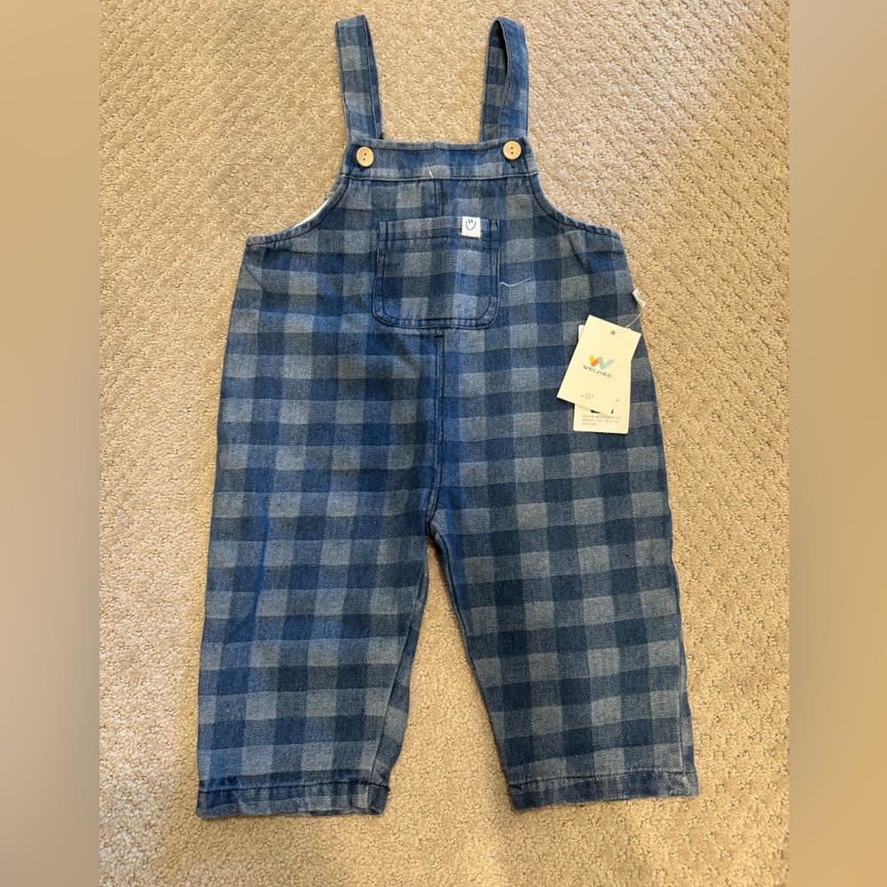 Blue Checkered Overalls size 90 or 12-18 months